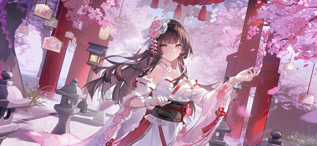 粉色系动漫少女艾瑟追光者闭唇微笑超宽屏壁纸