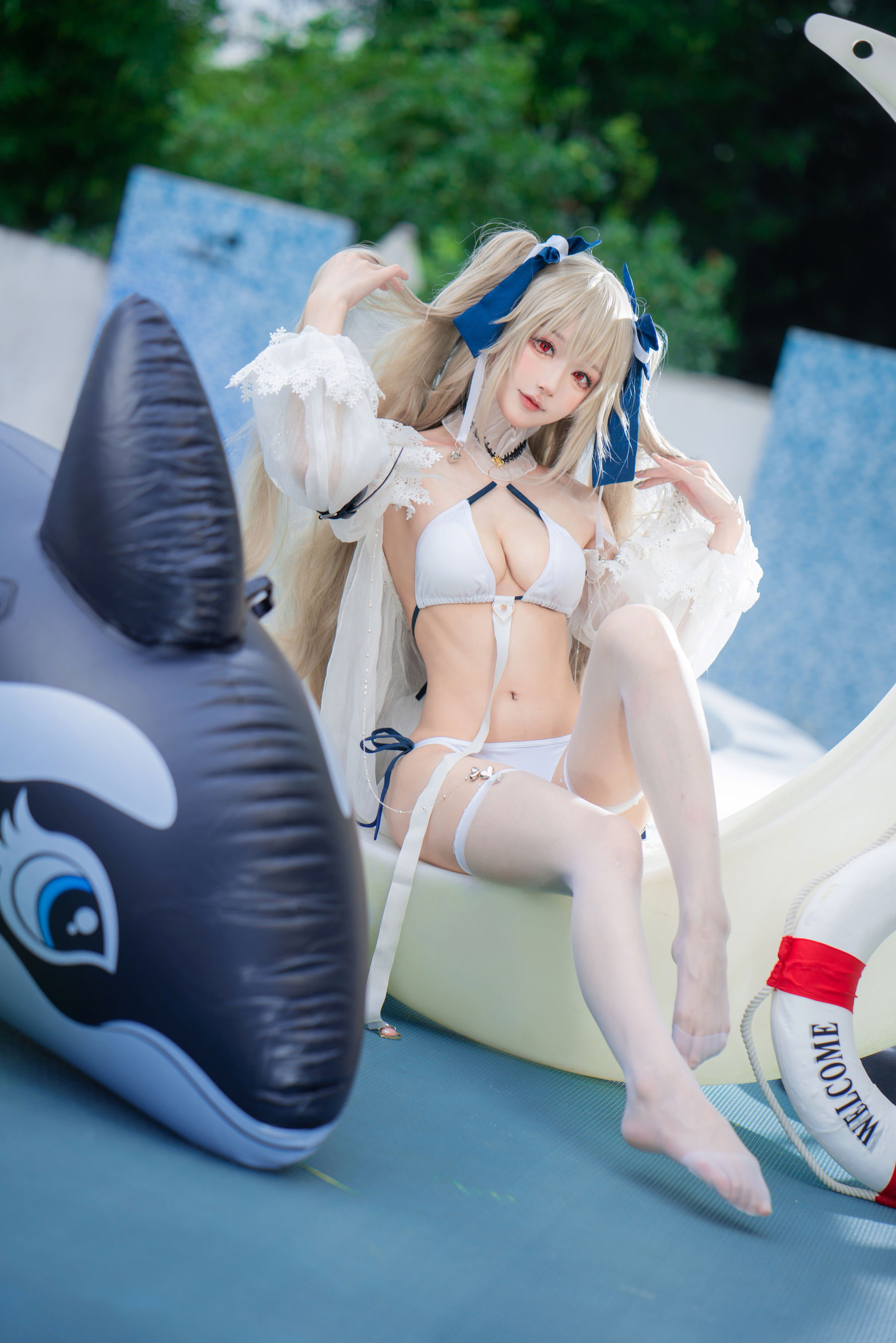 阿包也是兔娘 安克雷奇泳装Cosplay写真 甜美兔耳泳装少女