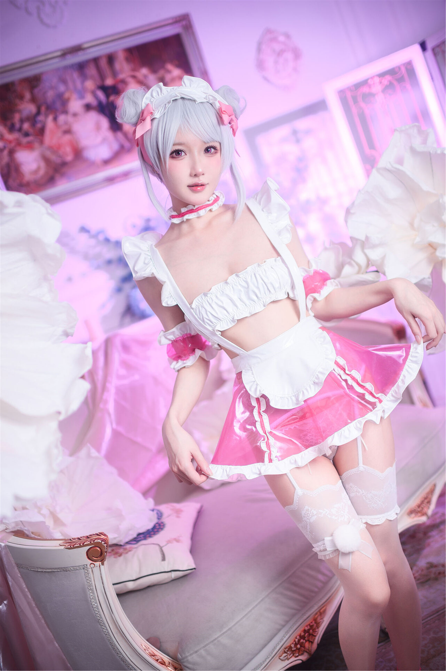 阿包也是兔娘 – 七夕粉粉女仆 cosplay 甜美写真 心动女仆装