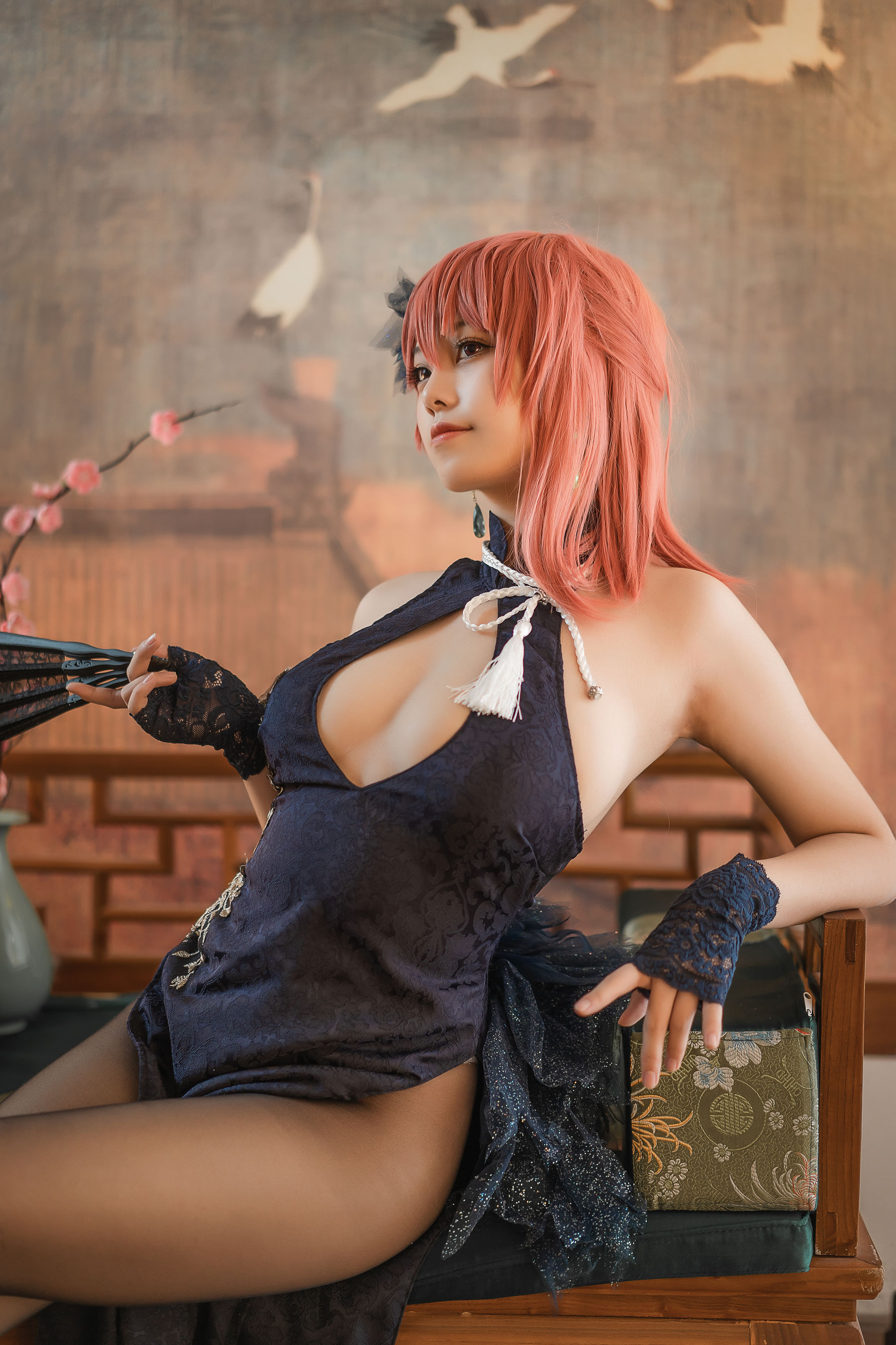 蜜汁猫裘 黑太子旗袍Cosplay 性感写真 国风旗袍美女摄影插图