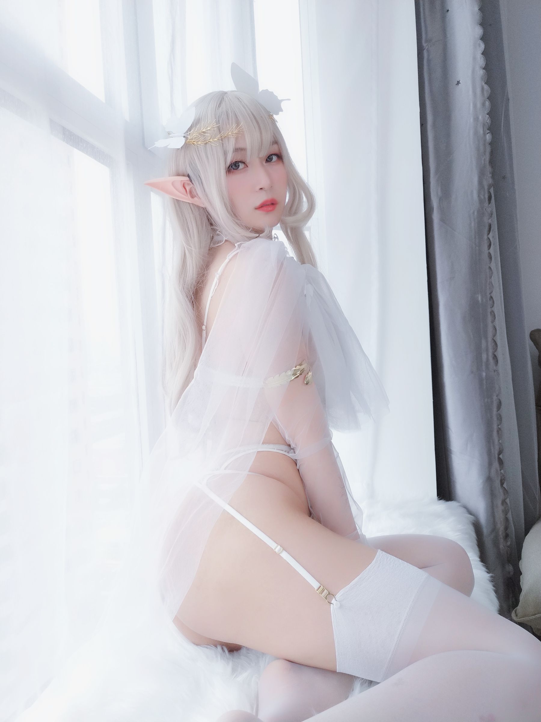 Coser小姐姐白银 – 纯白精灵cosplay 绝美精灵写真 白银精灵仙子插图