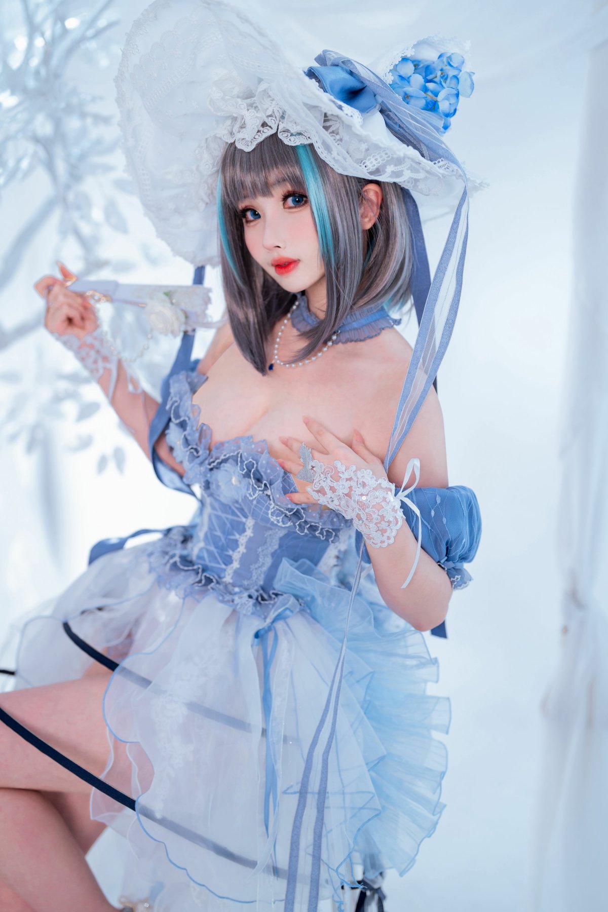 rioko凉凉子 柴郡冰雪公主cosplay写真 猫耳女仆冬季主题摄影