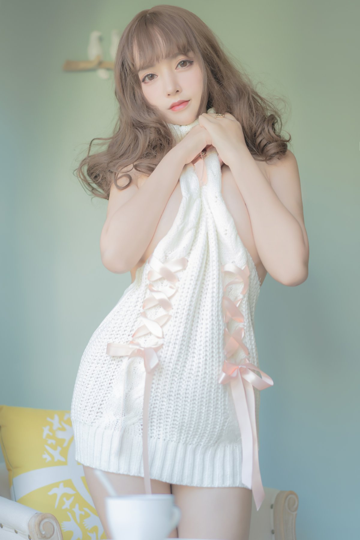 过期米线线喵 – 毛衣cosplay写真 软萌针织衫日常私服摄影作品插图