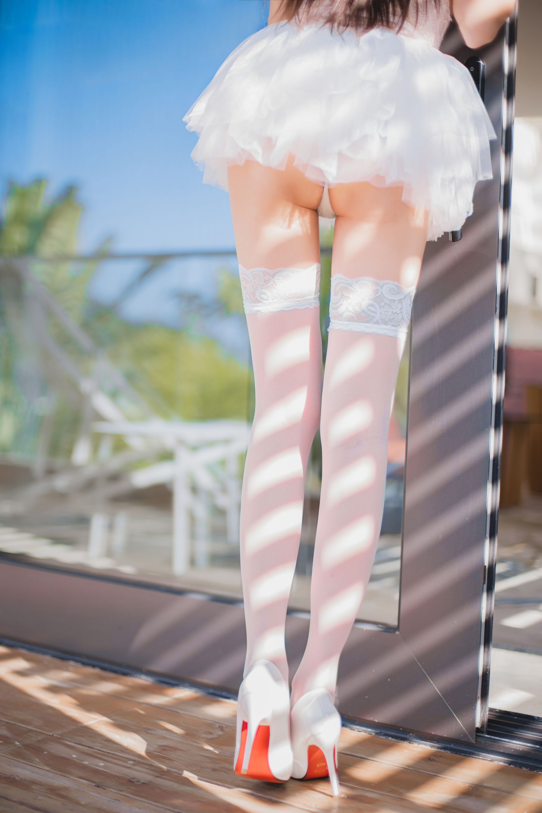 香草喵露露 – 杨枝甘露 白色纱裙 Cosplay写真 甜美清新插图