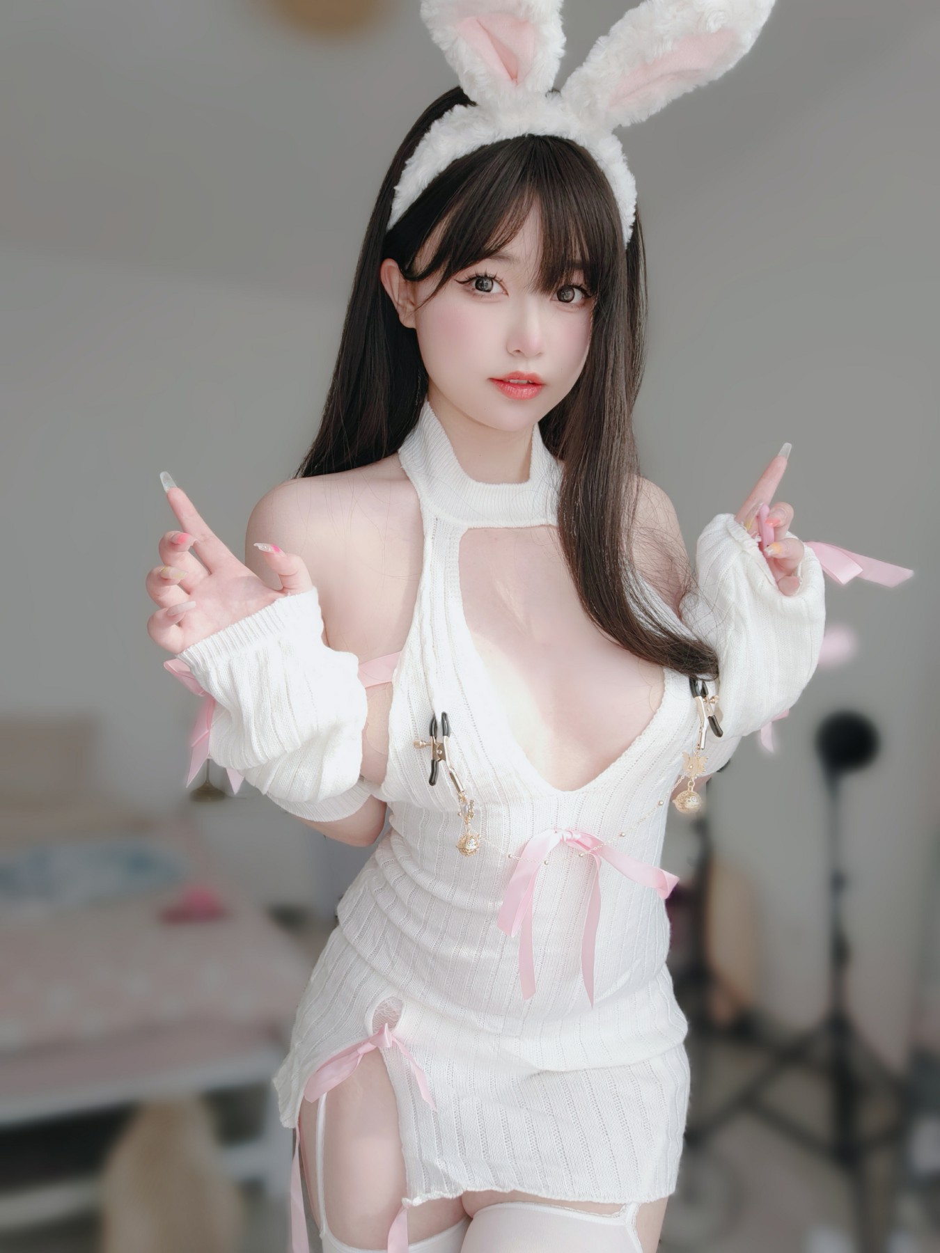 女主K 白丝兔女郎 Cosplay 性感写真 高清图集插图