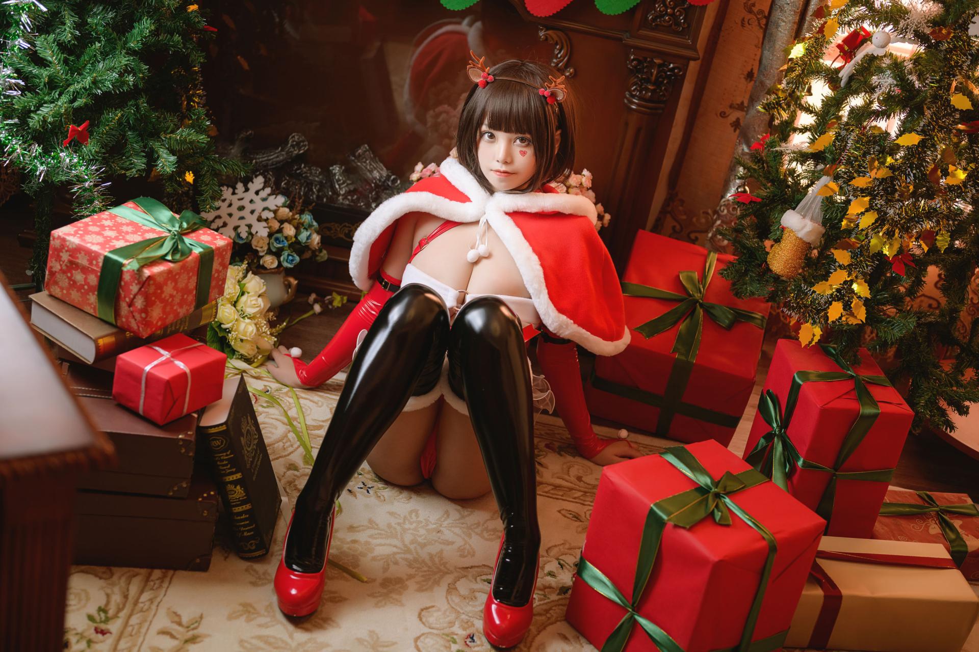 蜜汁猫裘 圣诞礼物 CosPlay 圣诞少女 甜美写真插图