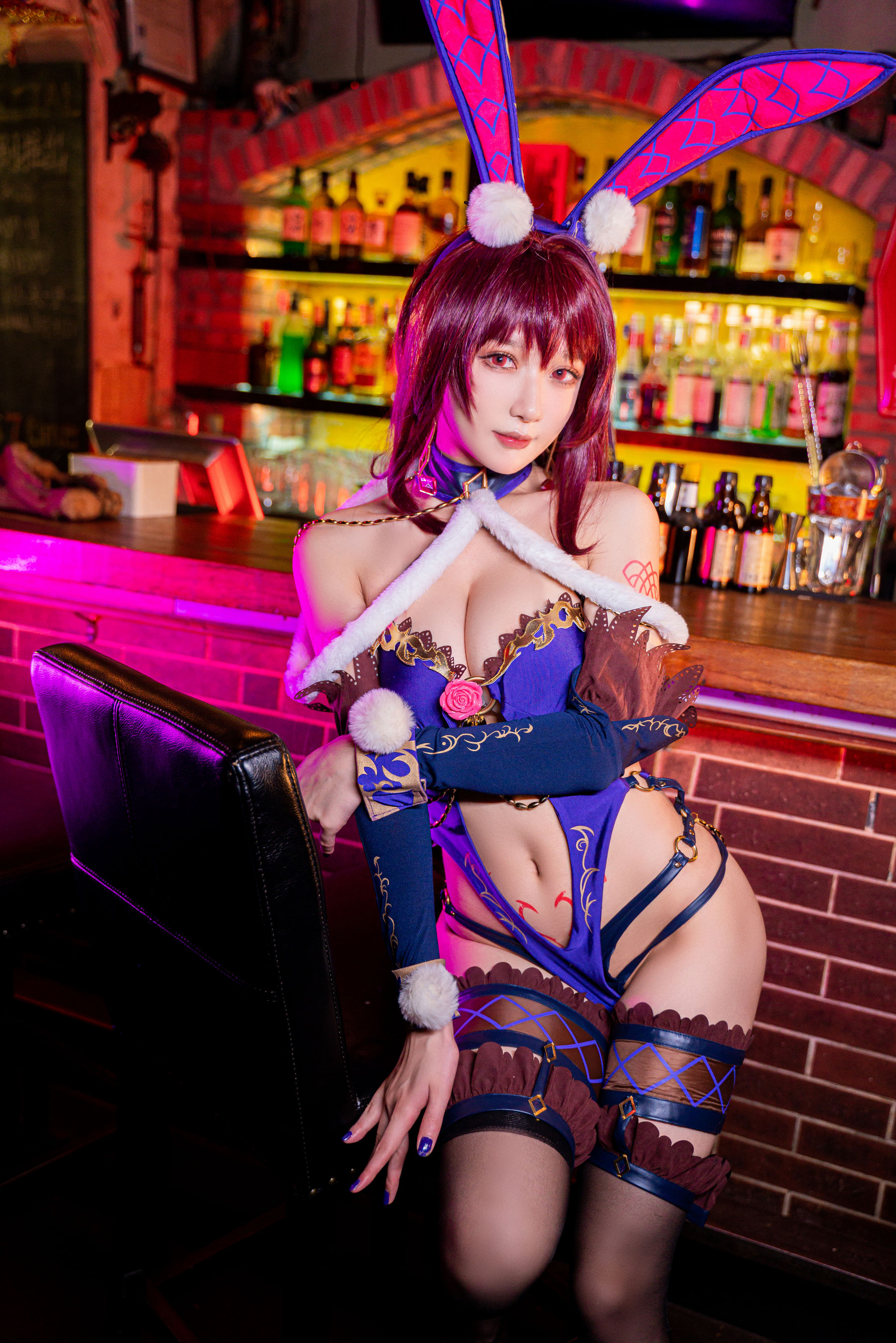 阿包也是兔娘 斯卡哈兔女郎 cosplay写真 性感兔女郎装扮