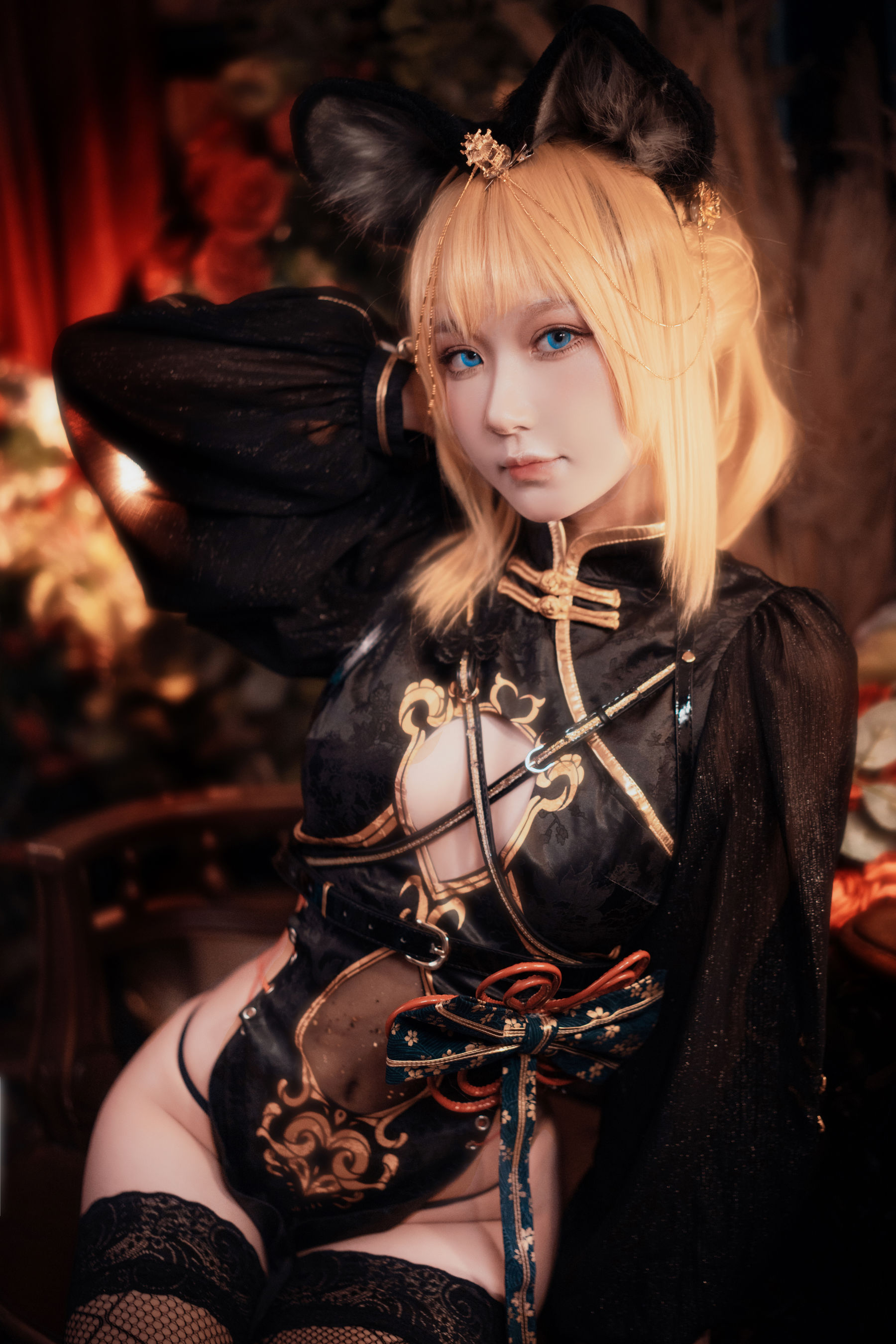 阿包也是兔娘 – 只属于你旗袍 Cosplay 写真 中国风旗袍兔女郎 阿包也是兔娘旗袍私房照插图