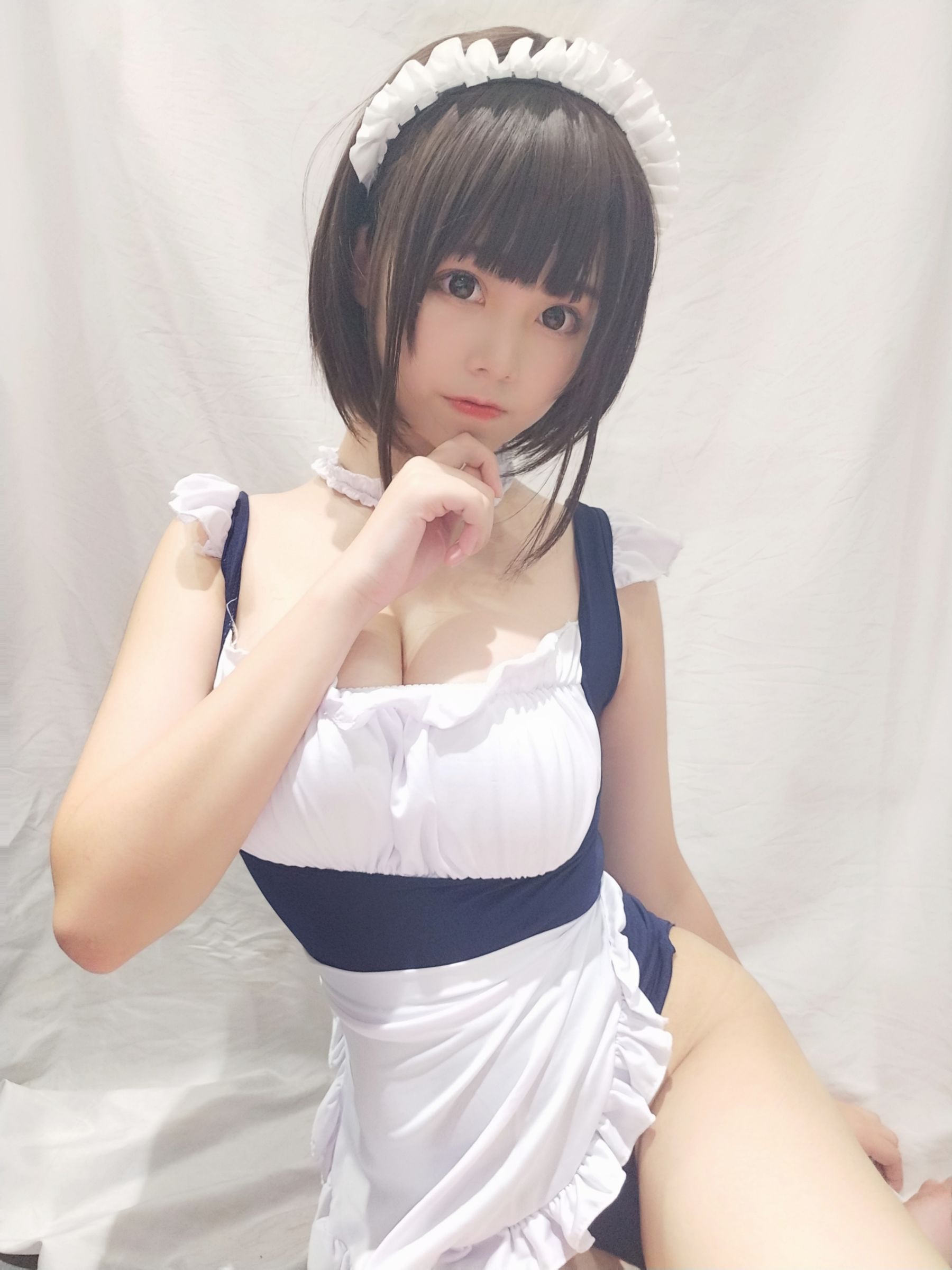 蜜汁猫裘 – 女仆死库水cosplay性感写真 二次元女仆泳装福利图集插图