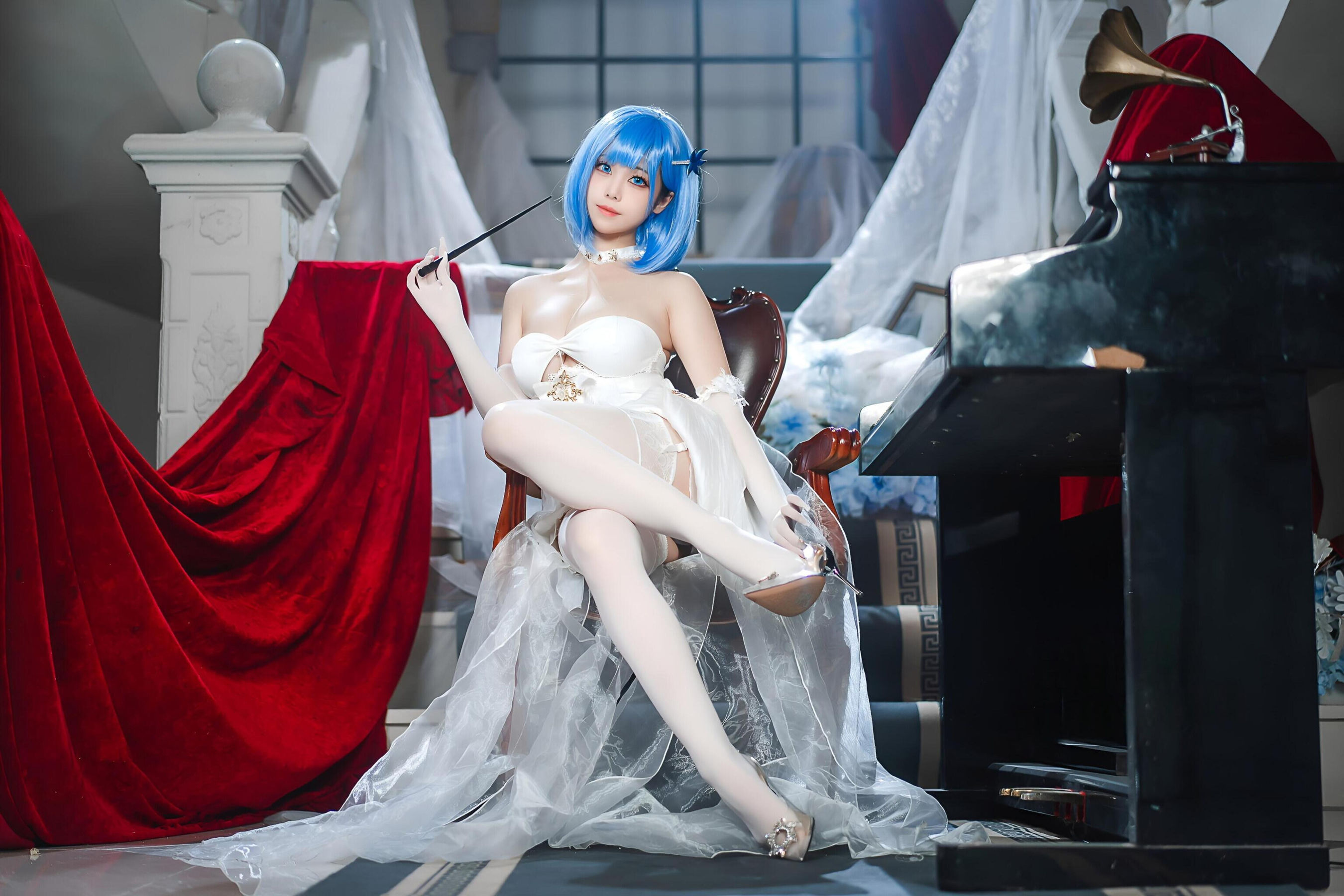 蜜汁猫裘 碧蓝航线恰巴耶夫白骑兵cosplay 性感白丝制服插图